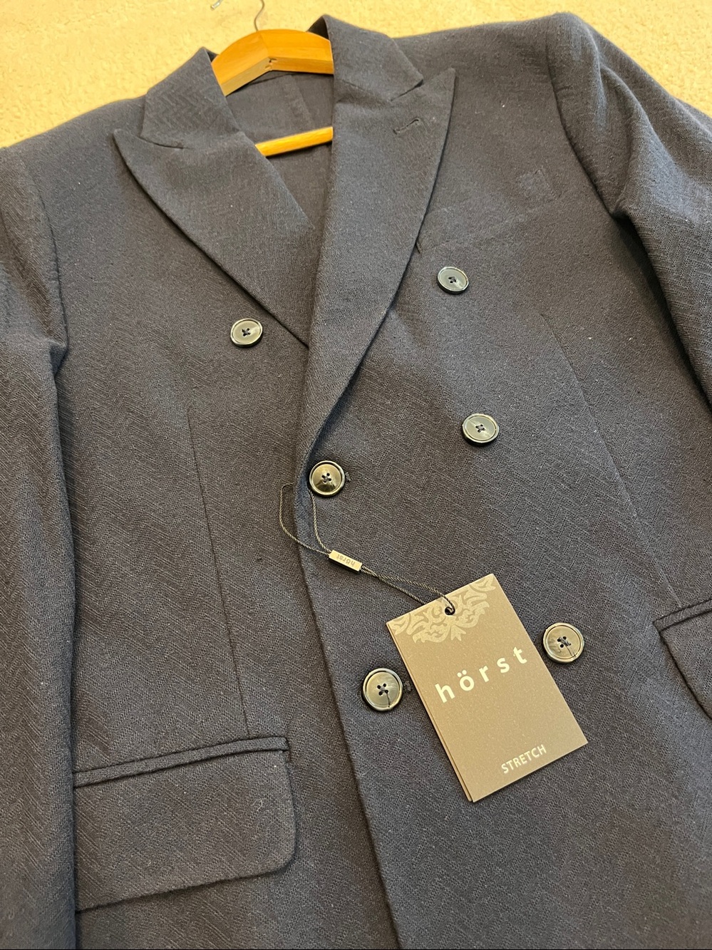 Horst | Navy Blue Double-Breasted Knit Spring/Summer Blazer